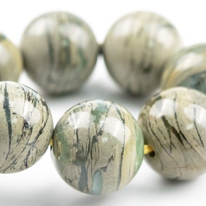 10-11MM Canyon Jasper Beads Gray Green Bracelet Africa Grade AA Genuine Natural Round Gemstone 8&quot; (117714h-3970)