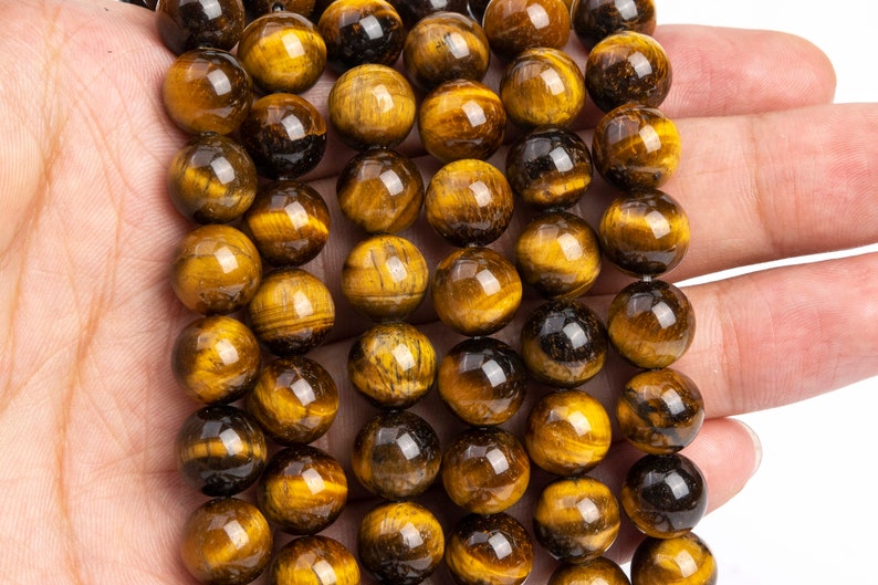 Yellow Tiger Eye Beads Grade AA Genuine Natural Gemstone Round Etsy