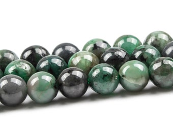 5-6MM Forest Green Emerald Beads Grade AAA Genuine Natural Gemstone Round Loose Beads 15" /7.5" Bulk Lot Options (124825)