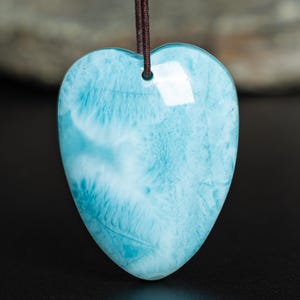 New Unique Natural Larimar Pendant Grade AAAA 31X25X14MM Sea Blue Pendant Heart Pendant Gemstone Pendant Only One(99410)