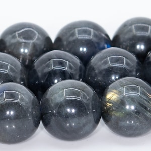 11MM Dark Gray Labradorite Beads Madagascar Grade A Genuine Natural Gemstone Round Loose Beads 15&quot;/7.5&quot; Bulk Lot Options (109844)