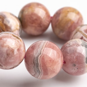NUR EIN 12–13 mm großes argentinisches Rhodochrosit-Perlen-Rosa-Armband, Güteklasse A, echter natürlicher runder Edelstein, 20,3 cm (123502h-56)