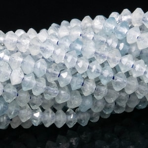 M1302 12 Pieces 11x4~5mm Charming~Natural Light Blue AQUAMARINE BERYL Faceted Rondelle Beads