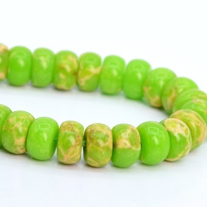 8x5MM Apple Green Imperial Jasper Beads Grade AAA Natural Gemstone Half Strand Rondelle Loose Beads 7.5&quot; BULK LOT 1,3,5,10,50 (101904h-427)
