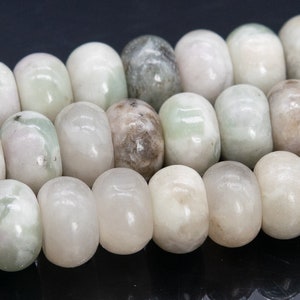 8x5MM Milky Green Jade Beads Grade AAA Genuine Natural Gemstone Rondelle Loose Beads 15&quot; / 7.5&quot; Bulk Lot Options (110587)