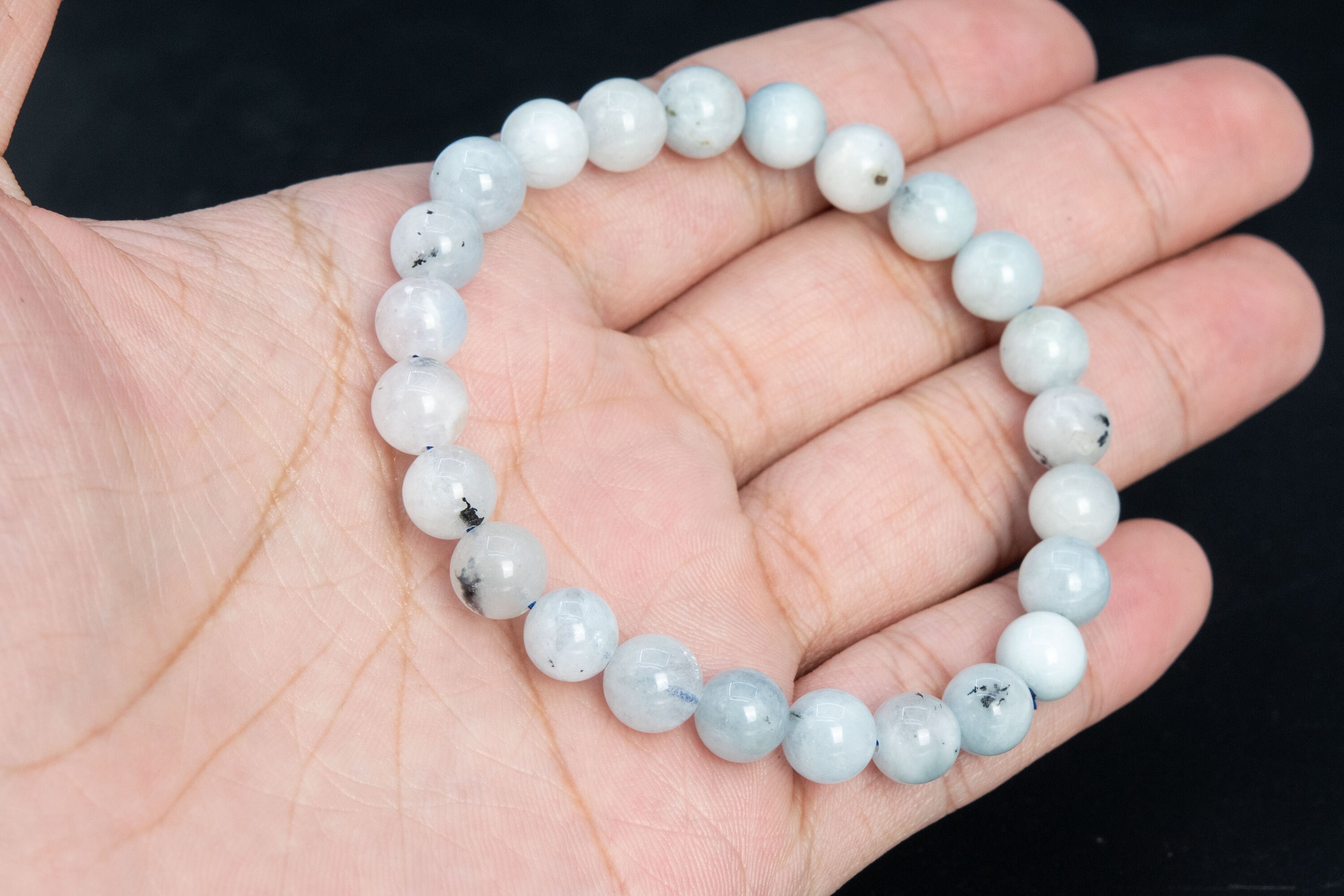 Bracciale In Pietra Di Sole Nera, Elastico, Sfere 10mm - Foto 3