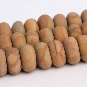 Matte Brown Wood Skin Jasper Beads Grade AAA Genuine Natural Gemstone Rondelle Loose Beads 6MM 8MM Bulk Lot Options