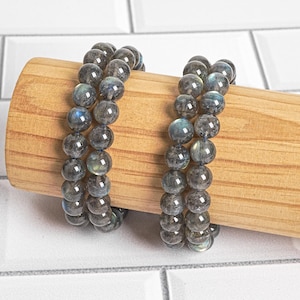 Madagascar Labradorite Beads 7.5"/8"/8.5" Bracelet Genuine Natural Round Gemstone Beads