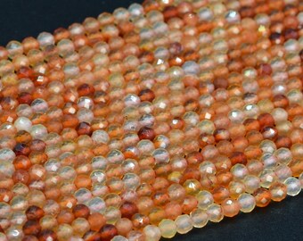 3MM Orange Red Agate Beads Grade AAA Natural Gemstone Full Strand Faceted Round Loose Beads 15" Bulk Lot Options (107671-2502)