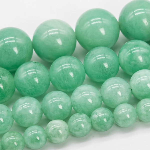 Quartz Beads Jade Green Color Grade AAA Natural Gemstone Round Loose Beads 6MM 8MM 10MM 12MM Bulk Lot Options