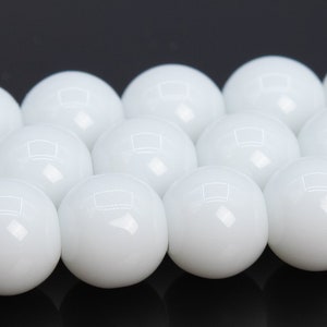 Snow White Jade Beads Round Stone Loose Beads 4MM 6MM 8MM Bulk Lot Options