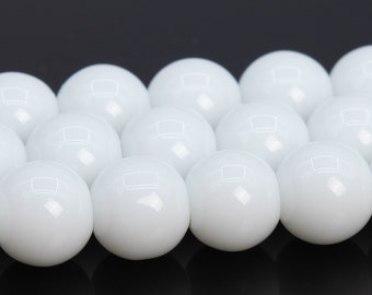 Snow White Jade Beads Round Stone Loose Beads 4MM 6MM 8MM Bulk Lot Options
