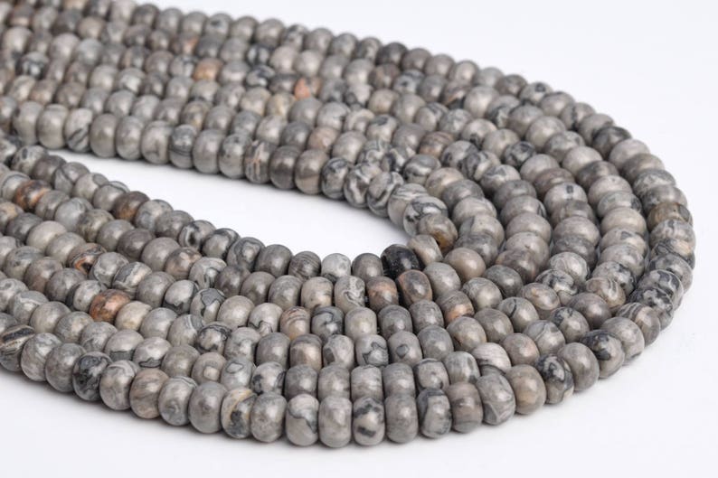Gray Crazy Lace Jasper Beads Grade AAA Genuine Natural Gemstone Rondelle Loose Beads 6-7MMx4MM 8x5MM Bulk Lot Options