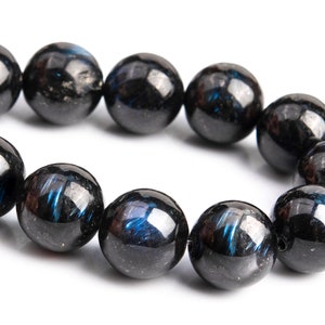 10MM Arfvedsonite Grade AA Genuine Natural Blue Iridescence Gemstone Half Strand Round Loose Beads 7.5" Bulk Lot Options (116271h-1737)