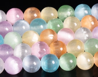 Rainbow Selenite Beads Grade AAA Gemstone Round Loose Beads 6MM 8MM 10MM Bulk Lot Options