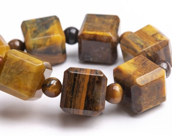 10-11 MM Pietersite Beads Bransoletka Brązowa Klasa A Prawdziwy Naturalny Fasetowany Sześcian Z Fasetowanymi Krawędziami 7" (121698h-1488)