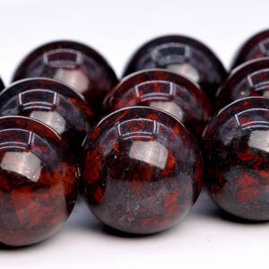 15-16MM Dark Red Brecciated Jasper Beads AAA Genuine Natural Gemstone Full Strand Round Loose Beads 15.5" BULK LOT 1,3,5,10,50 (103513-912)