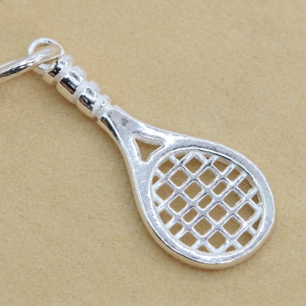 21x9MM Sterling Silver Tennis Racket Charm Solid Silver  (62158-2114)
