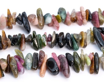 12-24x3-5MM Multicolor Tourmaline Beads Stick Pebble Chip Genuine Natural Grade AA Gemstone Loose Bead 15.5" / 7.5"Bulk Lot Options (112825)