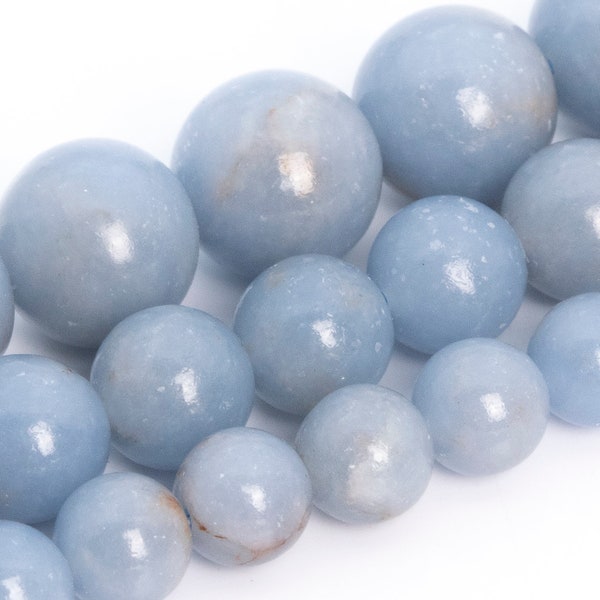 Angelite Beads Genuine Natural Grade A Gemstone Round Loose Beads 6MM 8MM 10MM Bulk Lot Options