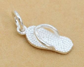 14x6MM Sterling Silver Flip Flops Charm Solid Silver (61637-2109)