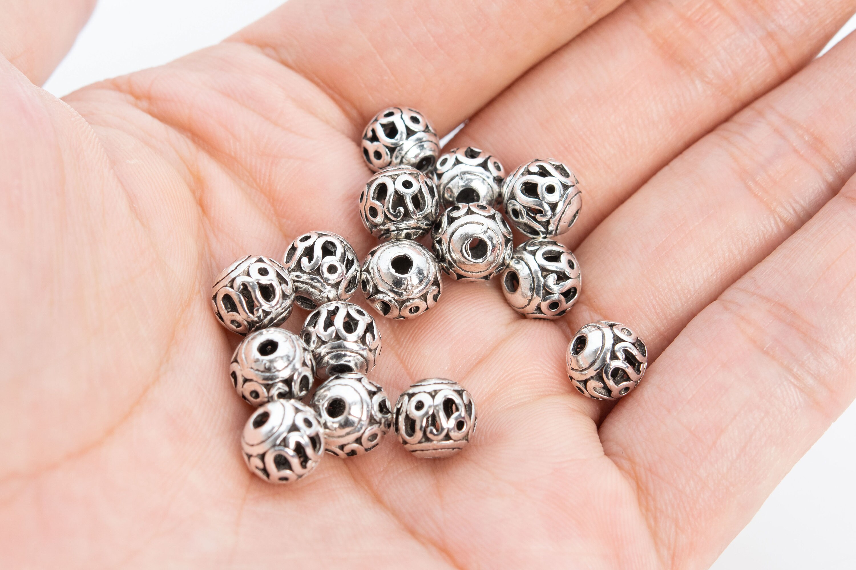 SOFPLATE 1 Boîte De 100 Perles Européennes En Argent Antique à Grand Trou En Vrac De Style Tibétain En Alliage De Métal - Perles D'espacement à Grand Trou Pour La Fabrication De
