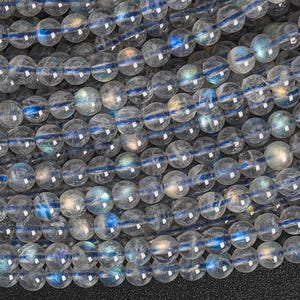 4MM Gray Labradorite Beads Grade AAA Genuine Natural Gemstone Round Loose Beads 15&quot; / 7.5&quot; Bulk Lot Options (120187)