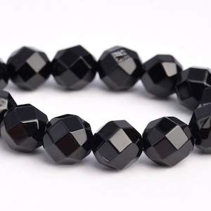 8MM Black Agate Beads AAA Genuine Natural Gemstone Half Strand Faceted Round Square Cut Loose Beads 7.5&quot; BULK LOT 1,3,5,10,50 (103191h-728)