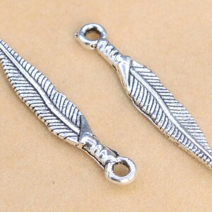 20x17MM Feather Charm Antique Tibetan Silver Tone Zinc Alloy Charm 10 Pcs Bulk Lot Options (61125-2038)