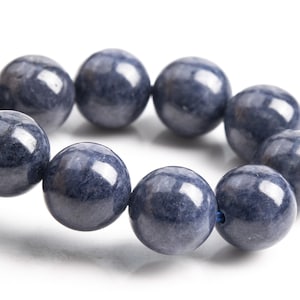 9-10MM Sapphire Beads Deep Blue Bracelet Grade AAA Genuine Natural Round Gemstone 7&quot; (124442h-432)