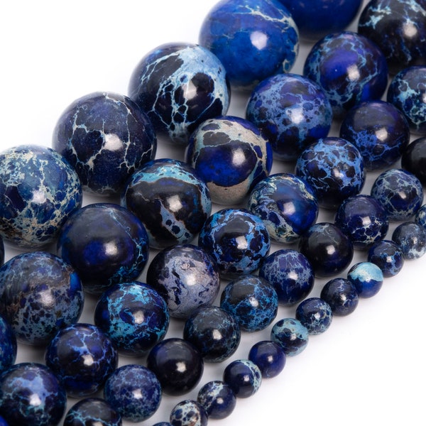 Stormy Ocean Blue Sea Sediment Imperial Jasper Beads Grade AAA Round Loose Beads 4MM 6MM 8MM 10MM 12MM Bulk Lot Options