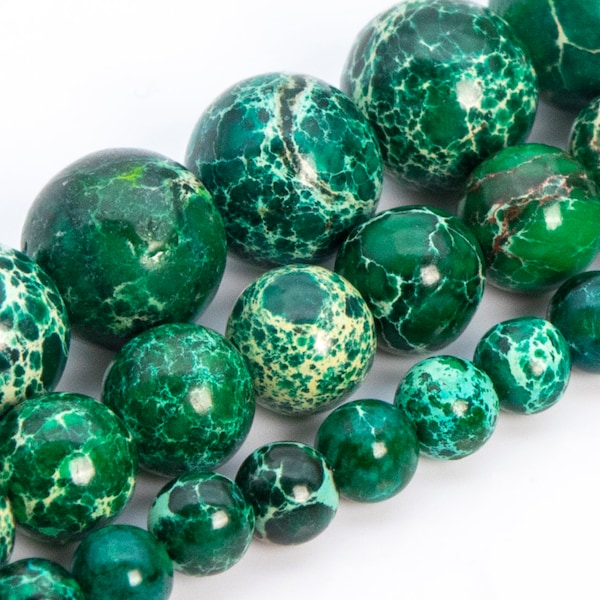 Deep Green Sea Sediment Imperial Jasper Beads Grade AAA Gemstone Round Loose Beads 4MM 6MM 8MM 10MM 12MM Bulk Lot Options