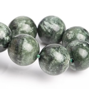 12MM Seraphinite Beads Green Bracelet Grade AA Genuine Natural Round Gemstone 8&quot; (121518h-3063)
