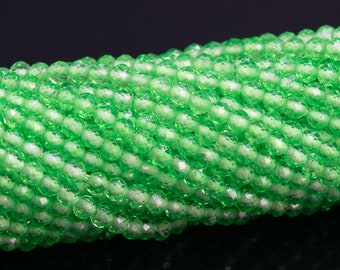 2MM grasgrüne Kristallquarzperlen Grade AAA Naturedelstein Vollstrang facettierte runde lose Perlen 15" Bulk Lot Optionen (110600-3196)