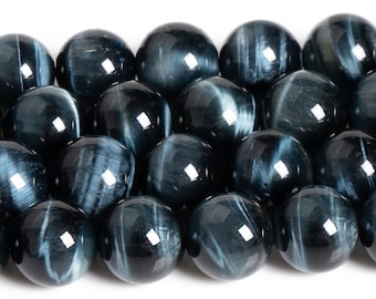 Black Blue Tiger Eye Beads Genuine Natural Grade AAAA Gemstone Round Loose Beads 6MM 8MM 10MM 12MM Bulk Lot Options