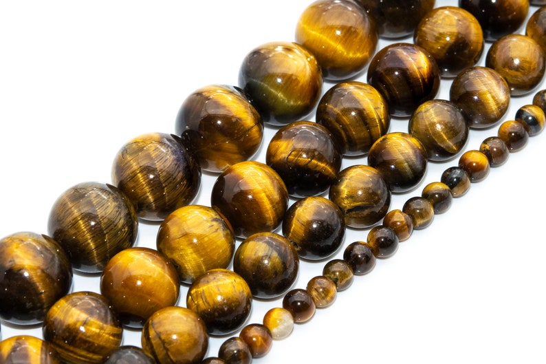 Yellow Tiger Eye Beads Grade AA Genuine Natural Gemstone Round Etsy