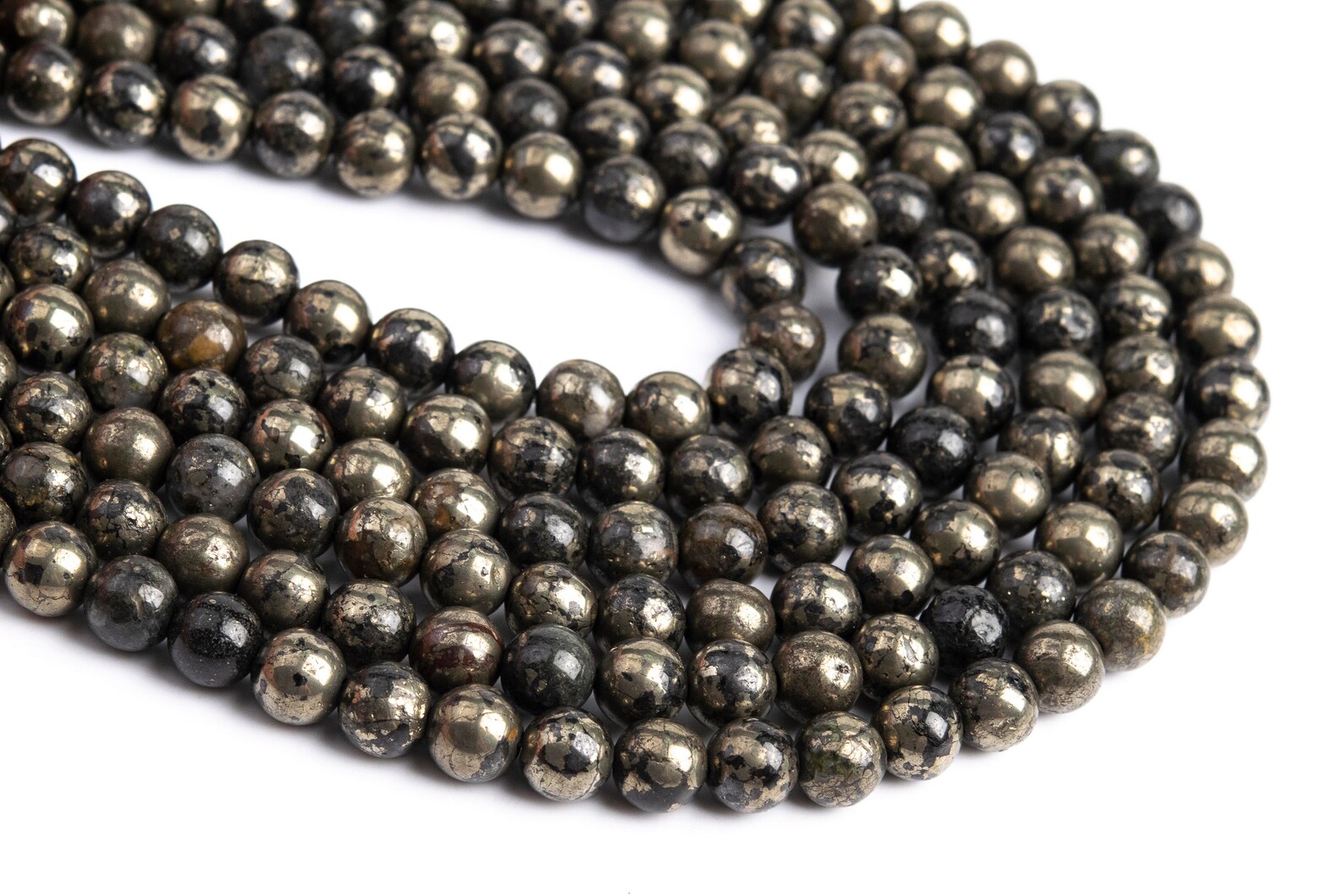 56MM Gold & Black Pyrite Beads Grade AAA Genuine Natural Etsy