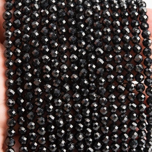 4MM Black Spinel Beads Grade AAA Genuine Natural Gemstone Full Strand Faceted Round Loose Beads 15 Bulk Lot Options 107446-2380 image 3