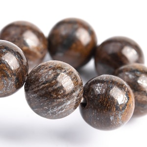 8MM Toffee Bar Bronzite Beads Bracelet Grade AAA Genuine Natural Round Gemstone 7&quot; Bulk Lot Options (106627h-2023)