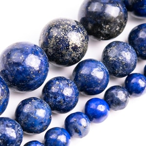 Cuentas de lapislázuli azul profundo, grado A+, gemas sueltas redondas, 4 mm, 6 mm y 8 mm. Opciones de lotes al por mayor.