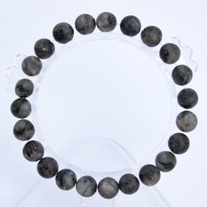 8MM Matte Black Labradorite Larvikite Beads Bracelet Grade A Genuine Natural Round Gemstone 7" BULK LOT 1,3,5,10 and 50 (106753h-061)