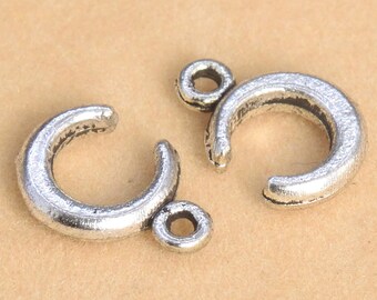 10x7MM Halbmond Anhänger silberfarben Zink Legierung Anhänger 50 Stück Optionen (61141-2038)