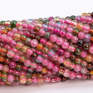 2MM Multicolor Tourmaline Beads Grade AAA Genuine Natural Gemstone Full Strand Round Loose Beads 15&quot; Bulk Lot Options (110676-3216)