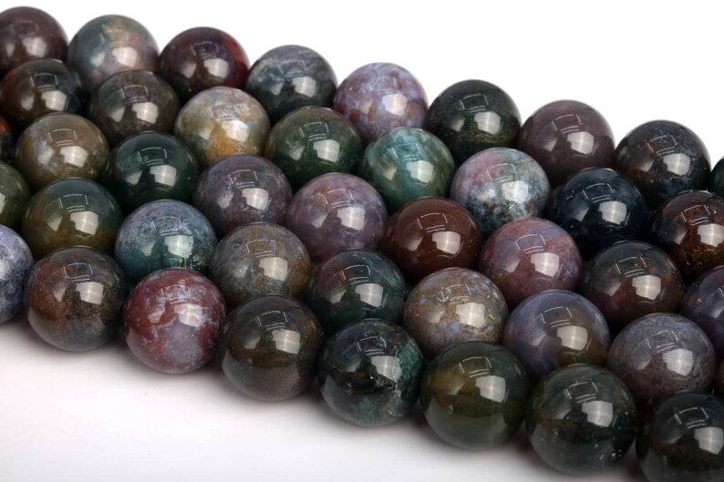 103560hf-1002 15MM Indian Agate Beads Grade AAA Genuine Natural Gemstone Quarter Strand Round Loose Beads 4 BULK LOT 1,3,5,10 and 50