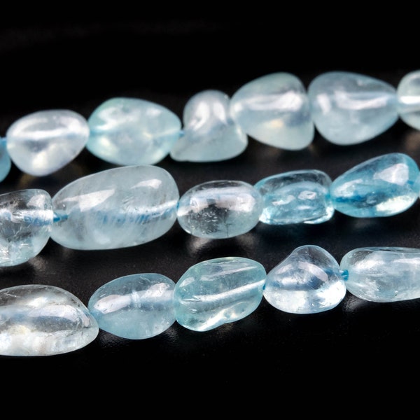 5-7MM Blue Aquamarine Beads Pebble Nugget Grade AA Gemstone Loose Beads 15"/ 7.5" Bulk Lot Options (124925)