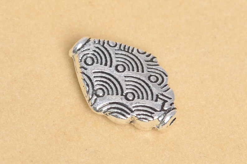14x10MM Antique Silver Tone Spacer Beads Rhombus 10 Pcs Bulk Lot Options 63662-2410