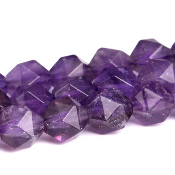 Amethyst Beads Star Cut Faceted Grade AA Genuine Natural Gemstone Loose Beads 5-6MM 6-7MM 9-10MM Bulk Lot Options