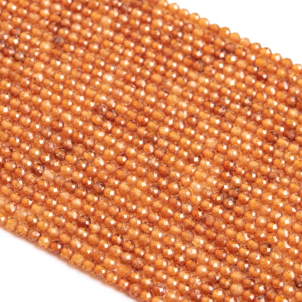 2MM Orange Garnet Beads Grade AAA Genuine Natural Gemstone Full Strand Faceted Round Loose Beads 15" Bulk Lot Options (107169-2304)