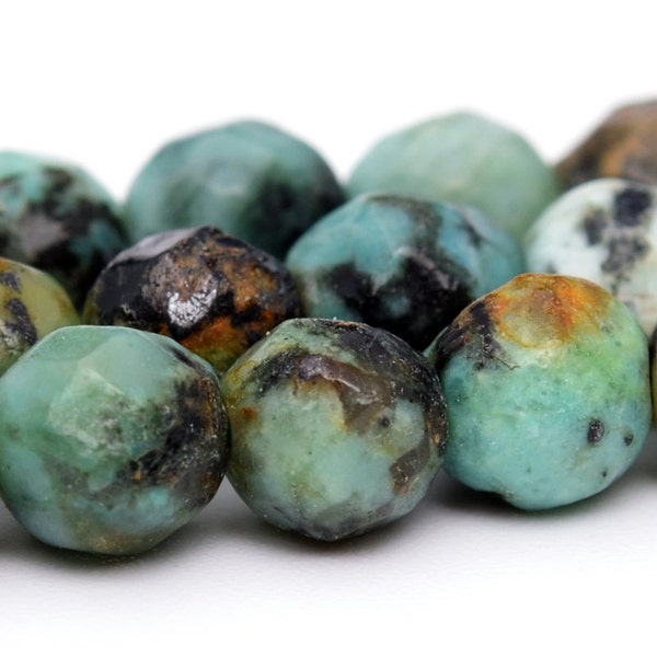 4MM African Turquoise Beads Grade AAA Genuine Natural Gemstone Faceted Round Loose Beads 15" / 7.5" Bulk Lot Options (100805)