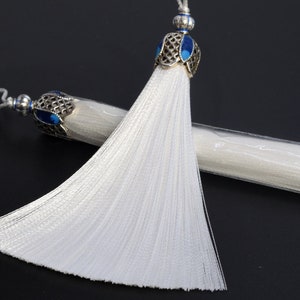 2 Pcs 3.54" / 9CM White Tassel 2.7CM Thickness Nylon Handcraft Tassels for Jewelry Design BULK LOT 2,4,6,12 and 50 (60683-021)